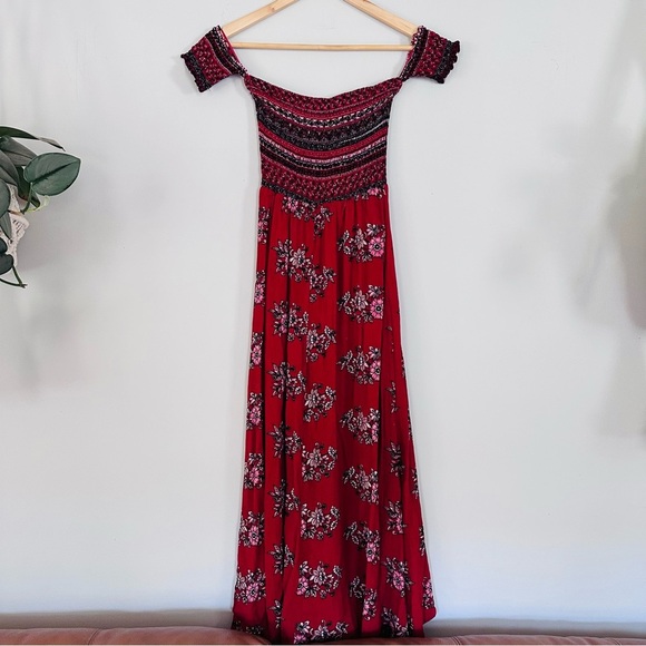 Altar’d State High Low Red Floral Off Shoulder Dress Size Small - Picture 8 of 9